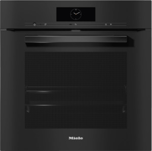 Single Wall Ovens: Miele H7860 BP VitroLine Obsidian Black Pyrolytic Oven
