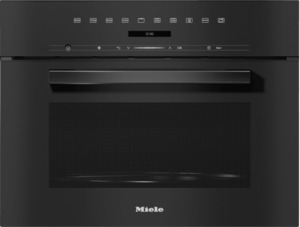 Combi Microwave Wall Ovens: Miele M7244 TC Vitroline Obsidian Black Built-In Microwave Oven