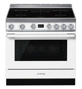 Appliances: SMEG 90CM PORTOFINO PYROLYTIC/INDUCTION WHITE COOKER
