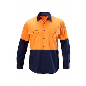 Shirts Polos: Y07558 Hard Yakka Mens KOOLGEAR Hi Vis 2Tone Vented L/S Shirt