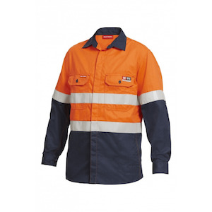 Y04350 Hard Yakka Shieldtec FR Hi Vis 2 Tone Open Front Taped Shirt