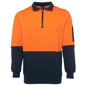 Hoodies Jumpers: 6HVFH JB'S Wear Hi Vis 1/2 Zip Fleecy Sweat in Orange/Navy or Lime/Navy
