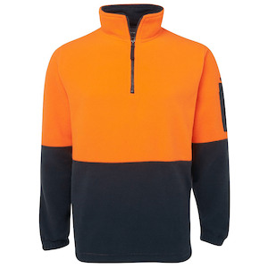 Hoodies Jumpers: 6HVPF JB'S Wear Men's Hi Vis 1/2 Zip Polar Fleece in Orange/Navy or Lime/Navy