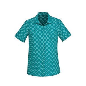 CS948LS Womens Easy Stretch Daisy Print Short Sleeve Shirt