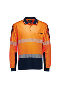 Shirts Polos: ZH310 Syzmik Mens Hi Vis Flux Segmented Tape Long Sleeve Polo