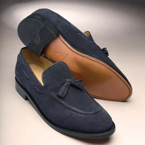 Samuel Windsor Prestige Tasselled Navy Suede Loafer Shoe