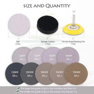 50PC 75MM Hook It Disc Mixed Grits P80 - P7000