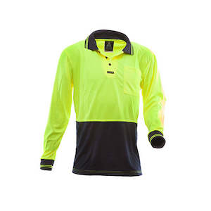 Hi Vis Shirts T Shirts Singlets: Safe-T-Tec | Polo 170gsm Microfiber DO Yellow/Navy | 801085