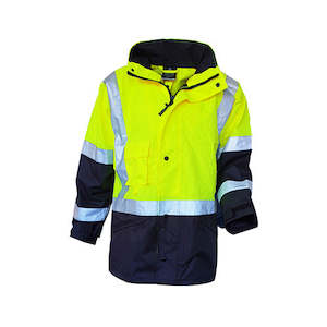 Hi Vis Wet Weather Jackets Coats: Safe-T-Tec | Yellow/Navy Essentials Waterproof Jacket DN | 801060