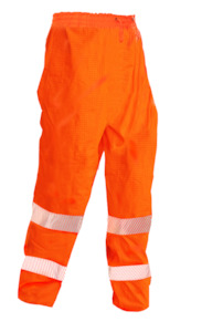 Hi Vis Wet Weather Pants: Safety T Tec | Essential D/N FR PU Coated Orange Rain Trousers | 801078