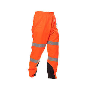 Hi Vis Wet Weather Pants: Safe-T-Tec | Orange Essentials Full Orange PU Coated Rain Trousers | 801071