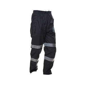 Hi Vis Wet Weather Pants: Safe-T-Tec | Navy Essentials PU Coated Rain Trousers | 801070