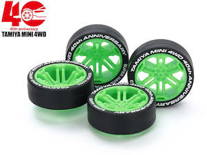 Mini 4wd Wheels Tires: Tamiya Mini 4wd 95640 40th ANNIVERSARY Super Hard Low-Profile Tire & Wheel Set (12-Spoke)