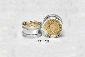 Rc Accessories: Tamiya RC 40555 TamTech GT-01 Gold Mesh Wheels Rear (2pcs)