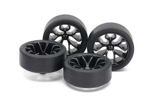 N2 Racing: Tamiya Mini 4wd 15542 Super Hard Small Dia. Low-Profile Tires & Carbon Wheels