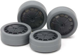 Tamiya Mini 4wd 15545 Hard Small Dia. Low-Profile Tires & Carbon Wheels