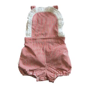 Red Check Christmas Bib Overalls