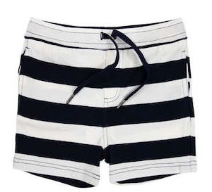 Striped Cotton Short - Navy