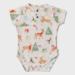 All: Prancer & Friends Short Sleeve Organic Bodysuit