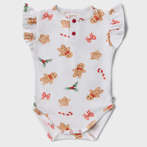 Baby Bodysuits: Gingerbread Short Sleeve Bodysuit with Frill