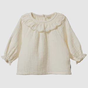 Tops Tees: Ruffle Cameron Blouse - Natural