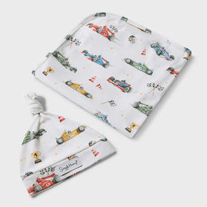 Little Racers Organic Jersey Wrap & Beanie set
