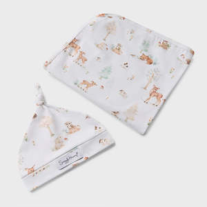 Woodland Tales Organic Jersey Wrap & Beanie Set