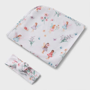 Fairy Garden Organic Jersey Wrap & Topknot Set