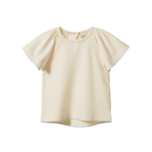 Clothing: Faye Tee - Natural with Blue Trim