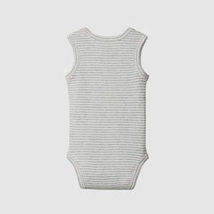 Short Sleeve Bodysuit - Grey Marl Stripe