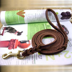 Collars And Leads: Genuine Leather Tape Dog Lead, Pet Lead 1.5M Weaven | TOUCHANDCATCH NZ