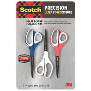 3M Scotch Precision Ultra Edge 8" Scissor, 3-count TCC768 |TOUCHANDCATCH NZ