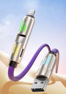 240W 4-In-1 Charging Cable With Breathing Light USB A, Type-C, Lightning 1.2 Met&hellip;