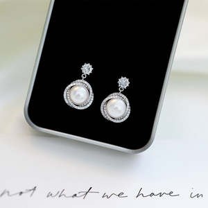 Women's Zircon Pearl Earrings TC234 | TOUCHANDCATCH NZ