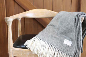 mt somers station - lambs wool blanket - charcoal basket weave