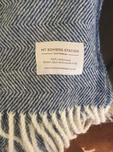 mt somers station - lambs wool blanket - blue herringbone