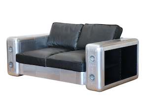 Sofa: TNC 2-Seater sofa, Top Grain Leather and Aluminum, S196L