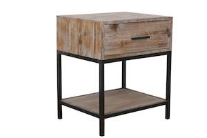 Bed Room: TNC Metal Base Recycled Fir Bedside Table