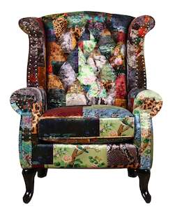 TNC Large Patchwork Wing Chair, 2199-55D