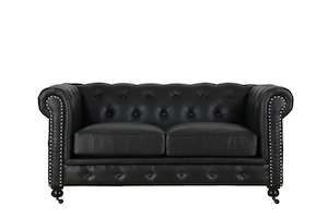 TNC Chesterfield 2 Seater Sofa, 1060L, Black