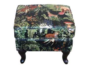 Bed Room: TNC Green Jungle Patchwork Ottoman, 103C