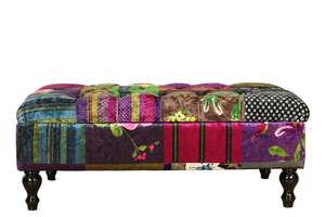 TNC Patchwork Storage Ottoman, 5050T-88C