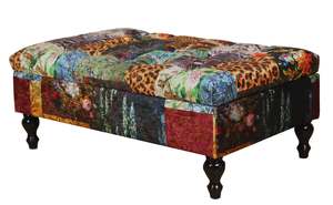 TNC Patchwork Ottoman with Storage, 5050T-55D