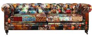 Lounge: TNC Chesterfield Patchwork 3 Seater Sofa, 1060S- 55D