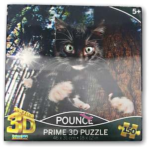 Games: Prime 3D Pounce Black Kitten 150 Piece Puzzle