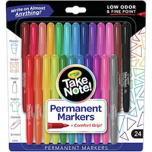 Crayola Take Note Permanent Markers Fine Point 24 Pack