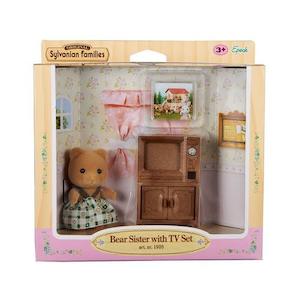 Sylvanian Families Bear Sister With T.V Set