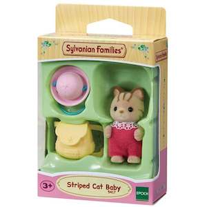 Sylvanian Families Striped Cat Baby with Yellow Bag