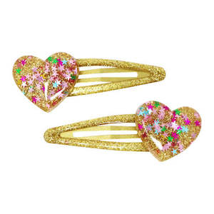 Pink Poppy Glitter Resin Heart Snapclips Assorted Colors/Styles