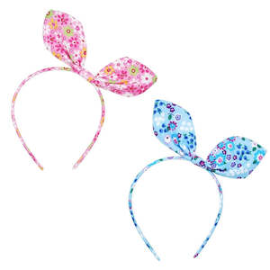 Pink Poppy Floral Fabric Bunny Ear Headband Assorted Colours/Styles